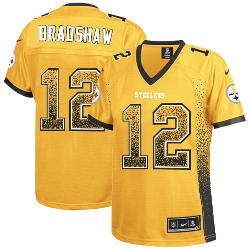 Women's Elite Terry Bradshaw Nike Jersey Gold - #12 Drift Fashion NFL Pittsburgh Steelers